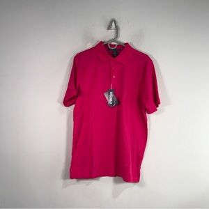 Devon & Jones Short Sleeve Collared Polo, Men's Size M - Crown Raspberry
